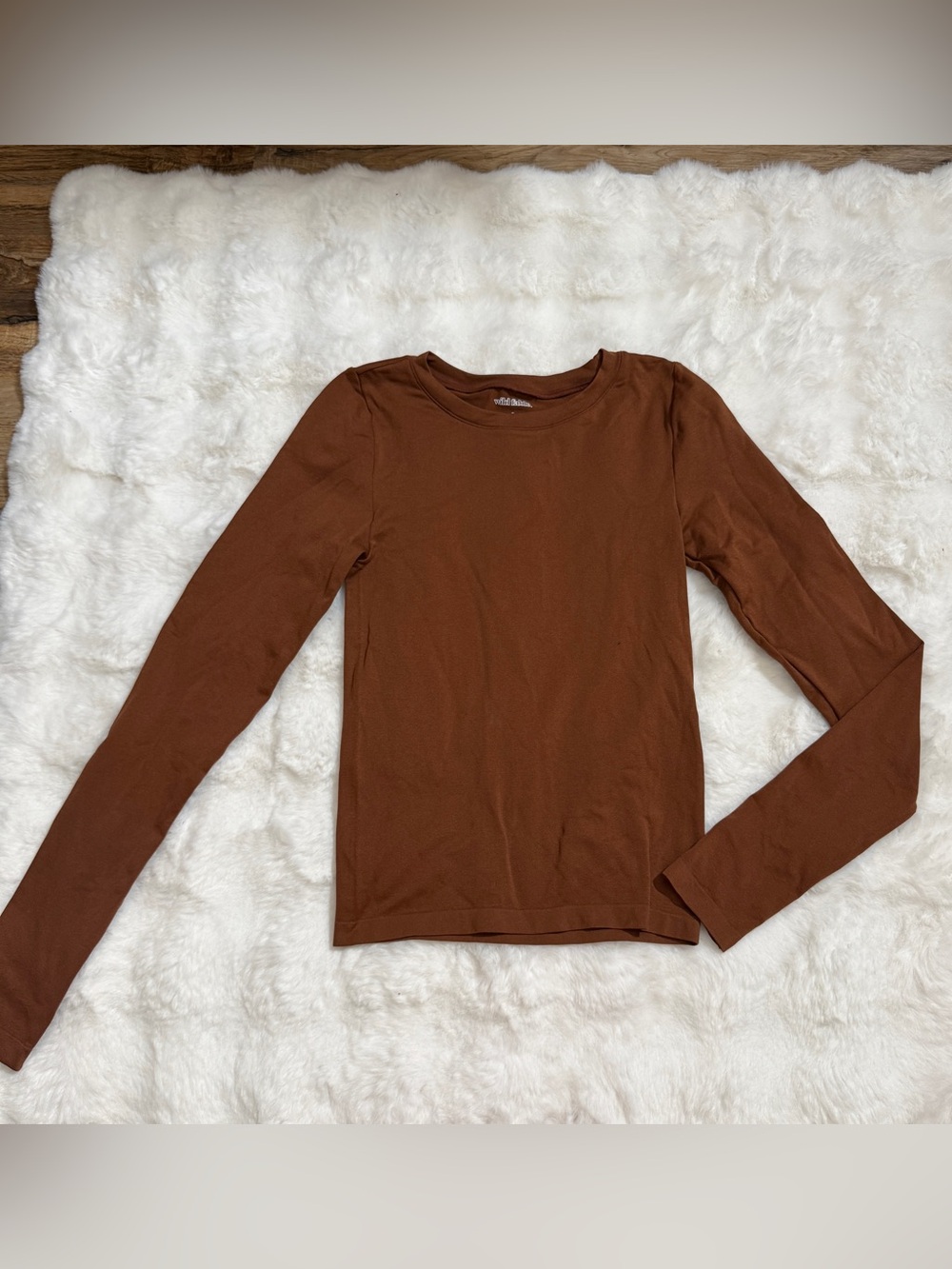 Wild Fable Chocolate Brown Fitted Stretch Long Sleeve Top Size Small